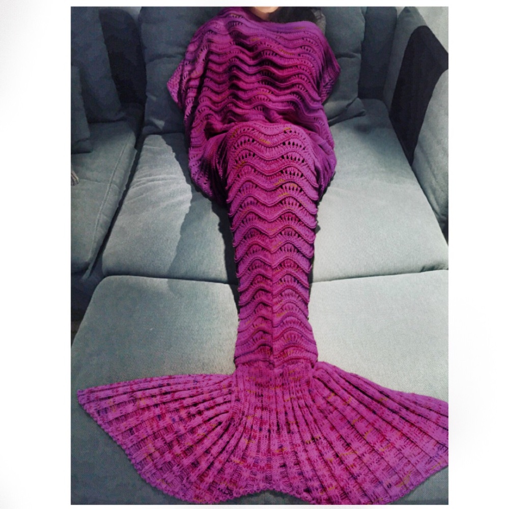 ONLY 1 LEFT! SALE! Purple Mermaid Tail Blanket