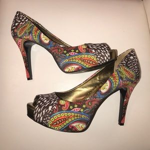 Nine West Camya Platform Peep Toe Pumps 7.5