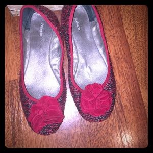 💗 Red and Gray tweed flats