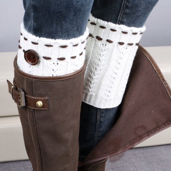✨ Crochet Button Boot Cuff Topper Leg Warmers - Picture 3 of 3