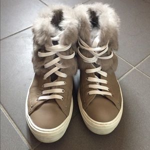 ferragamo sneaker fur ankle hi-top grey
