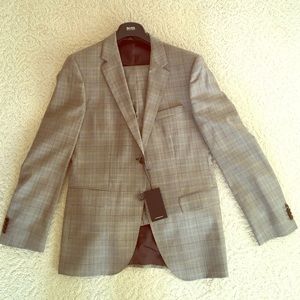 Hugo Boss Men's Suit Grey Blue Glenplaid 38R