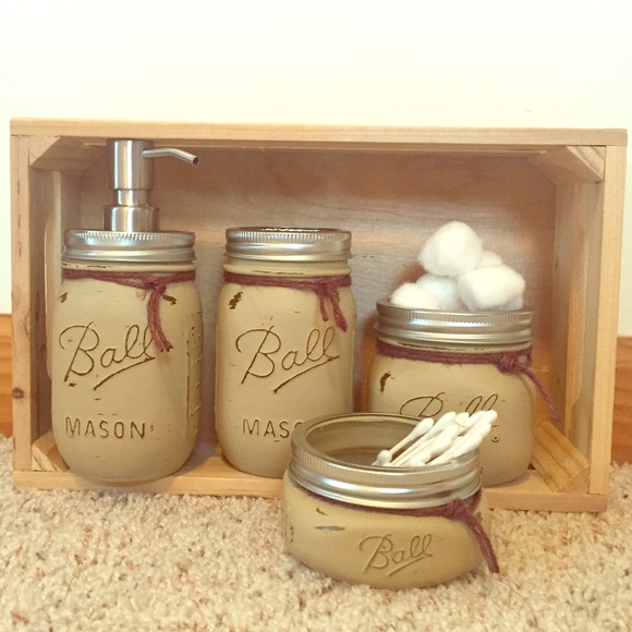 Rustic Mason Jar Bath Set