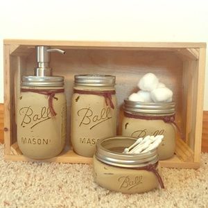 Rustic Mason Jar Bath Set