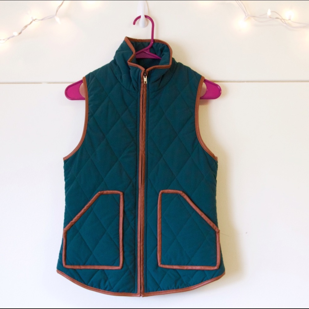 NWT Teal and faux leather quilted vest