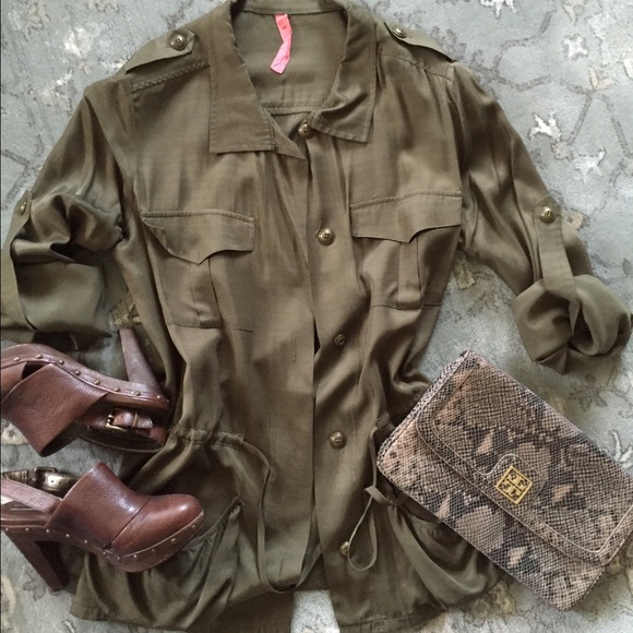 Eight Sixty Olive Drawstring Top