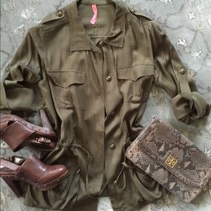 Eight Sixty Olive Drawstring Top