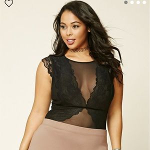 Forever 21 Lace Mesh Body Suit 1X