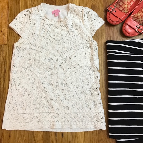 Lilly Pulitzer Sweaters - LILLY PULITZER White Crochet Rope Sweater