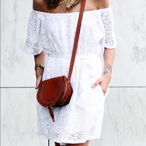 Banana Republic White Lace off the shoulder dress