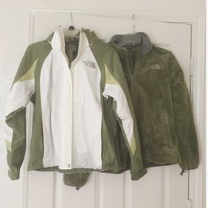 The North Face jacket and fleece bundle sage green
