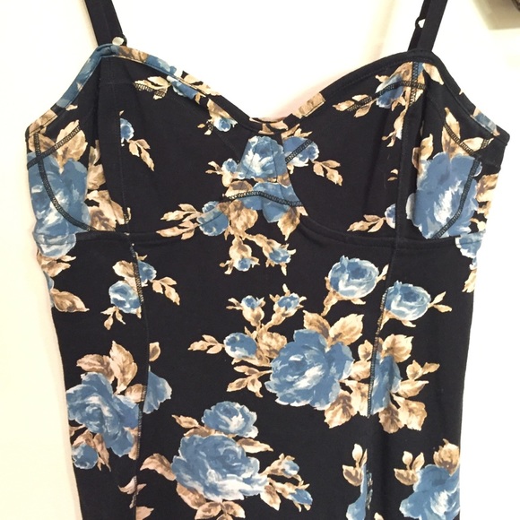 Dark Floral bustier top - no wire or boning