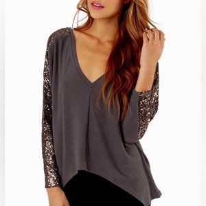 V neck and v back sequin sweater