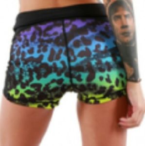 XL NWT Iron Fist Growler Neon Leopard Yoga Shorts
