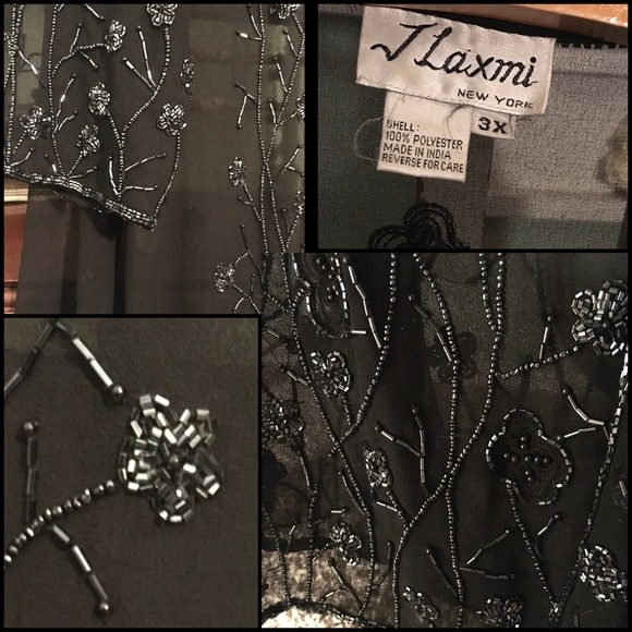 π΄SOLD STUNNING Long Sheer Beaded Overcoat or - Picture 3 of 5