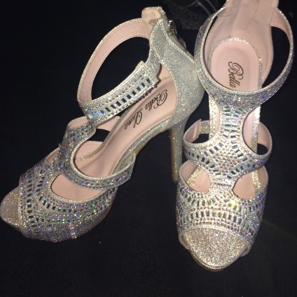 Silver crystal heels