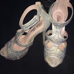 Silver crystal heels