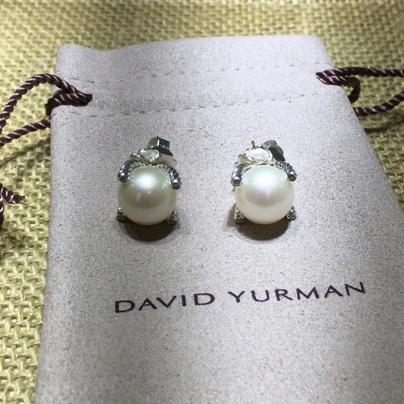 9.5mm Pearl Earrings with Diamonds