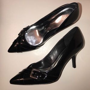 INC Black Patent Heels 7.5 Pointed Toe