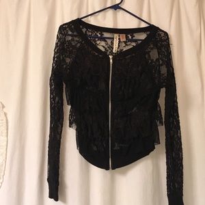 Black lace cover with zipper