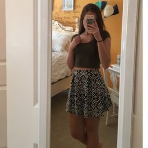 Black and white tribal print mini skater skirt