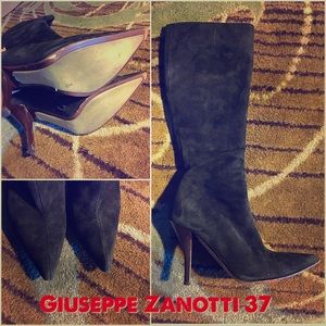 Giuseppe Zanotti black suede knee hi boots 37/7