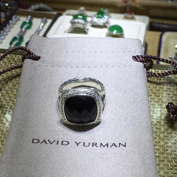 Albion Ring with Black Onyx and Diamonds, 14mm