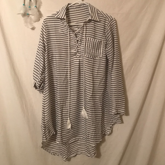Striped Shirt Dress - Picture 4 of 5