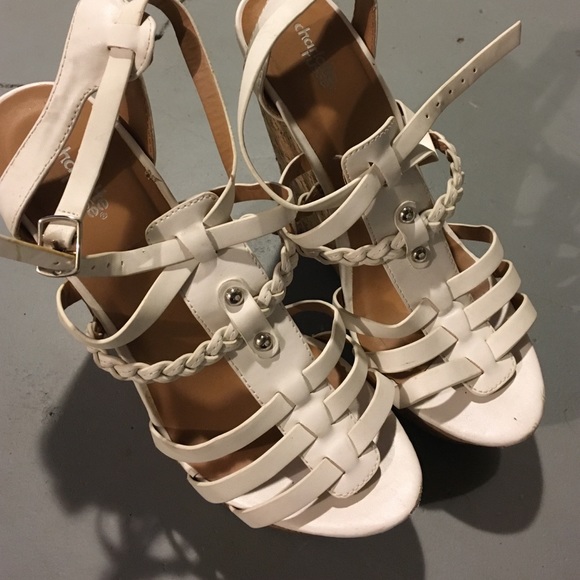 white wedge high heels