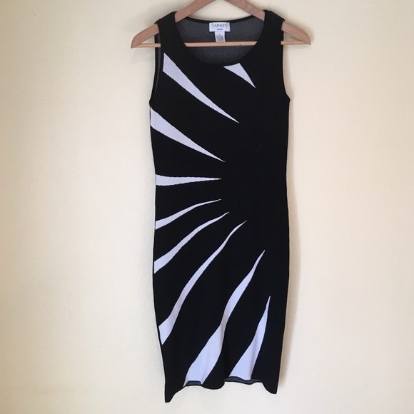 Black with White design Tight Dress