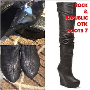 NEW Rock & Republic OTK wedge platform boots 7