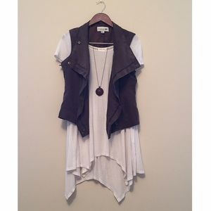 Asymmetrical Suede Vest