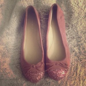 Adorable Sparkle Toe Nine West Suede Flats!