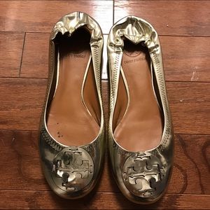 Metallic gold TORY BURCH ballet flats 7.5