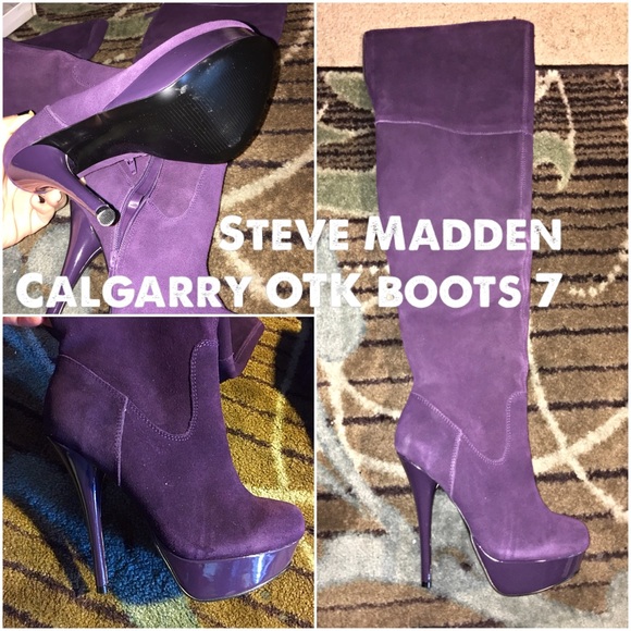 NEW Steve Madden Calgarry OTK purple suede boots 7