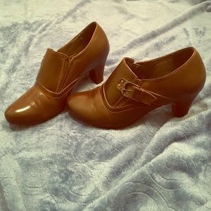 Brown leather ankle boots