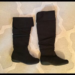 Black suede over the knee boots