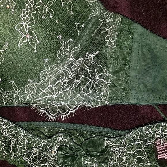 DREAM ANGELS SET Green Silver Eyelash Lace Sequins