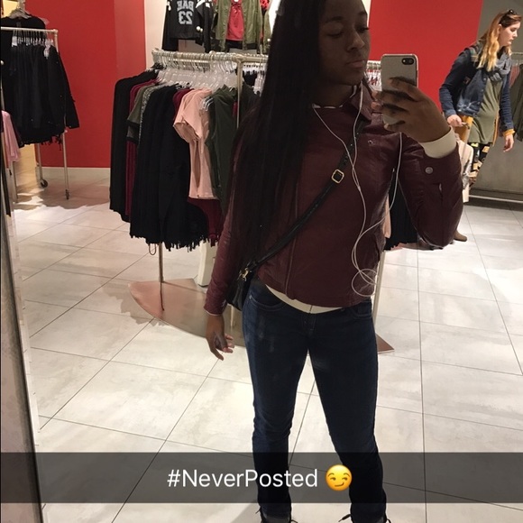 F21 ((Forever21))  Maroon Leather Jacket - Picture 1 of 1