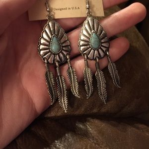 Turquoise dream catcher earrings