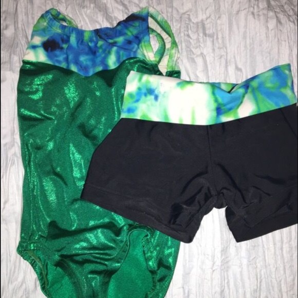 Girls small gymnastics leotard with shorts