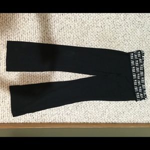 Black "love pink" fold over boot cut yoga pants