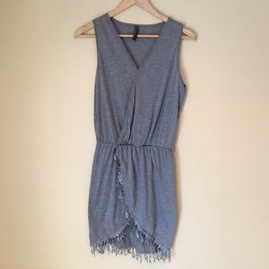 Gray Mini Dress with lace trim