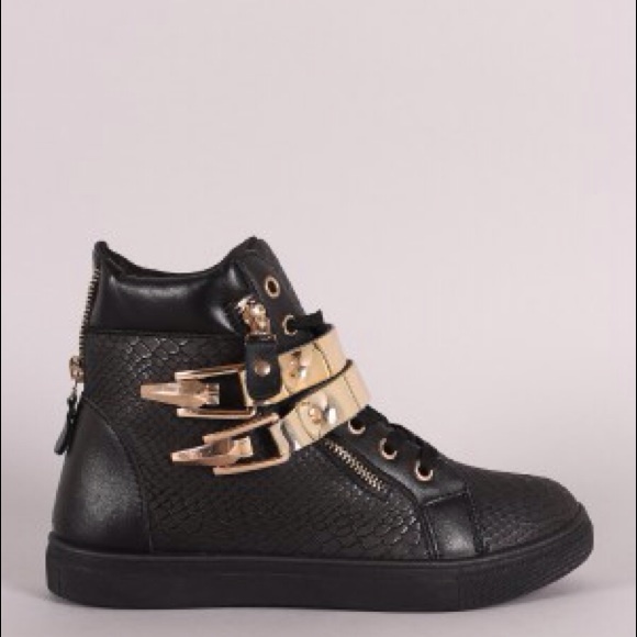 Black Wedge High Top Sneakers