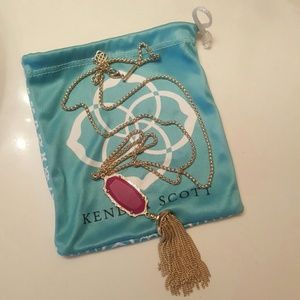 Dark pink and gold kendra scott necklace