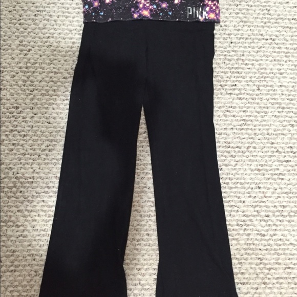 Black "Galaxy" fold over boot cut yoga pants