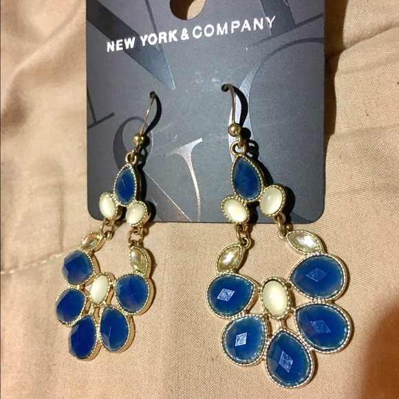 New York & Co. Blue Gem Statement Earrings