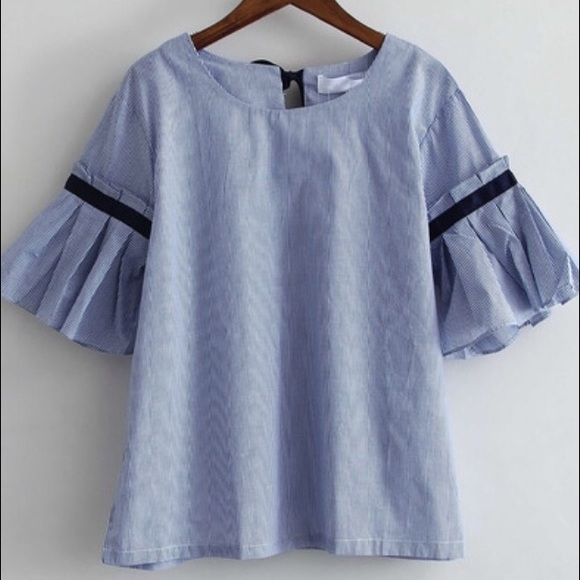 Bell Sleeve Striped Blouse