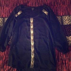 Navy blue brand new Aztec quarter sleeve ✨