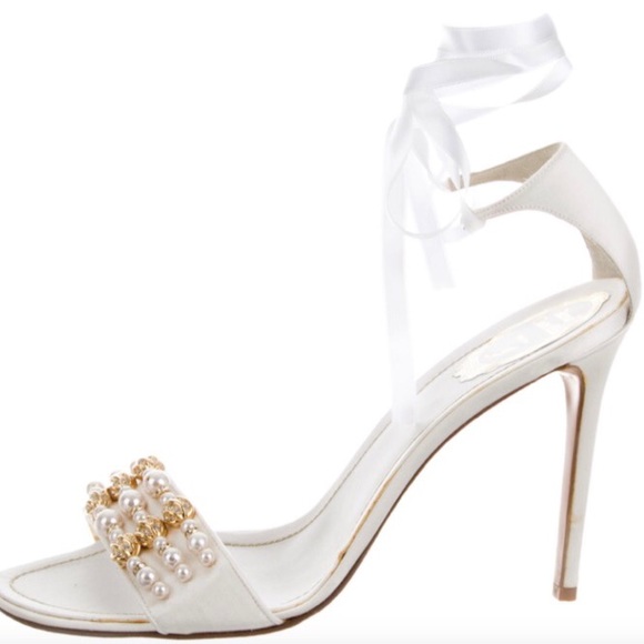Rene Caovilla Shoes - RENE CAOVILLA BEAD-EMBELLISHED SATIN SANDALS